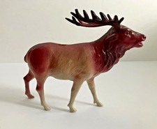 Vintage 40s 50s Celluloid Reindeer With Antlers Red Gem Eyes Japan made 5" tall