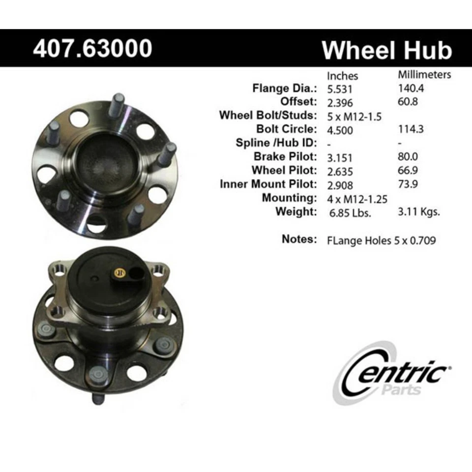 407.63000E Buje de rueda centrado lado conductor trasero o pasajero 4x4 4x4 4 ruedas ABS Foto 3 de 3