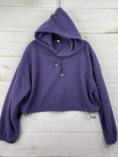 Topshop Womens Hoodie Size M 8-10 Oversized Cropped Fleece Sweatshirt Adjustable