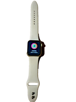 Apple Watch SE GPS 44mm Silver Aluminum Case White Silicone Band 32GB 