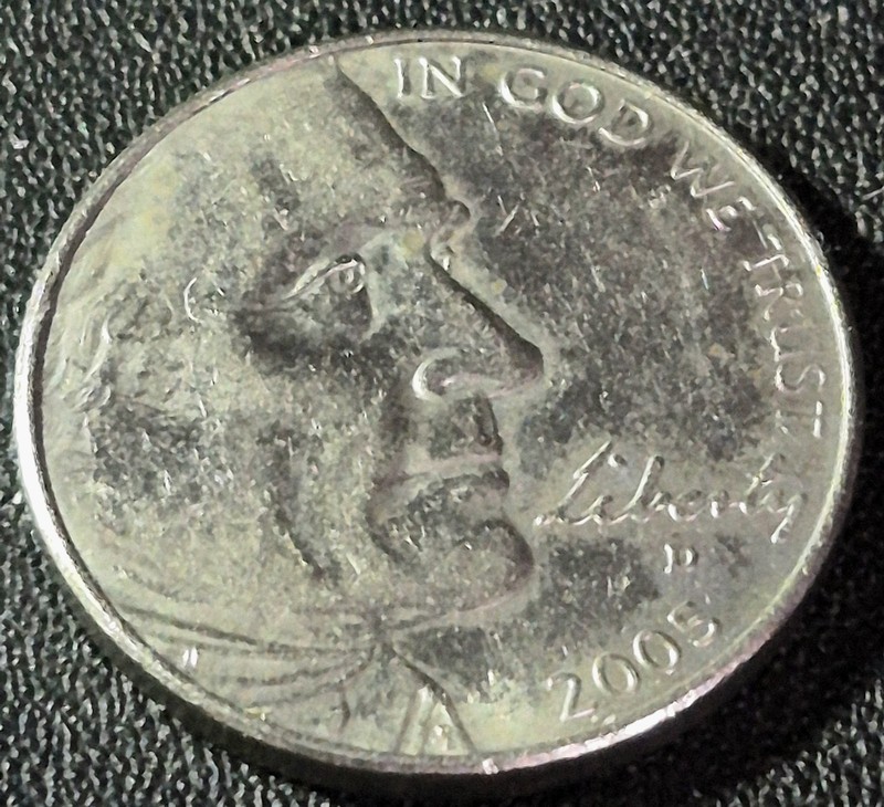 2005 D Nickel-Rare Buffalo "Five Cents" on the Reverse Side Instead Of Obverse 
