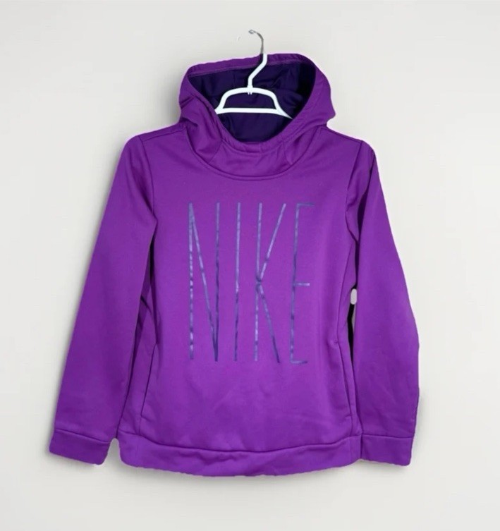 Nike Girls' Dri-Fit Fuschia Purple  Spell Out Therma Hooded Sweatshirt XL NWOT