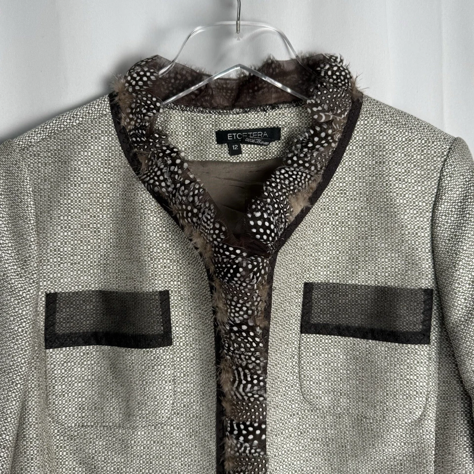 Etcetera Feather And Mesh Trimmed Blazer Jacket Sz 12 - Image 2 of 4