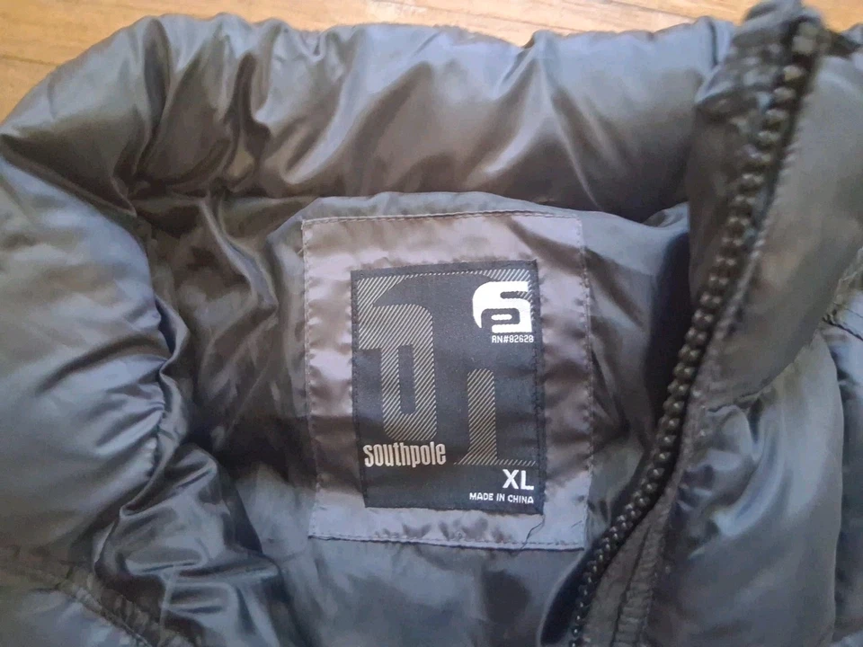 Chaqueta South Pole Y2k Cremallera Completa Negra Rn 82628 Puffer Para Hombres XL Foto 4 de 4