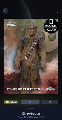 99cc CHEWBACCA TOPPS CHROME 2025 GREEN WAVE LEGENDARY Star Wars Card Trader