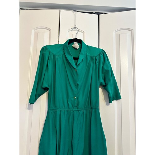 Vintage 90's Sandy Sandy green button front dress 10 - Picture 5 of 11