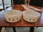 Vintage 472 Pyrex Promo Twin Server Set Blue Green Leaf Bowls RARE! Bowls Only!