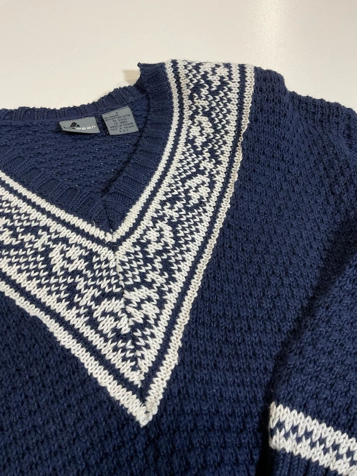 Suéter Tejido Cuello en V Liz Wear De Colección Talla S Preppy Dinero Antiguo Tenis Años 90 Foto 2 de 4