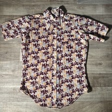 Vtg 70s Montgomery Ward Shirt Men  s Hippy Disco MCM Short Sleeve Medium