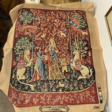 La dame a La Licorne. Medieval Tapestry . Margot. 20 x 25 inch. With some wools