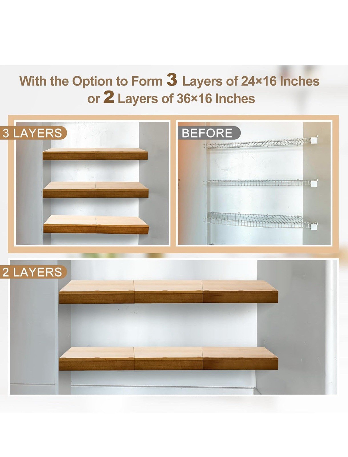 6 Sets 12 x 16 Inch Wire Shelf Cover Wood Shelf Covers for Wire Shelving Remo...