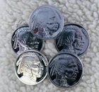 (5) Liberty Indian Head/Buffalo 2014 Silver 1 troy oz .999 Fine Silver Rounds. A