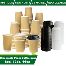 8oz 12oz 16oz Disposable Brown Coffee Cups Ripple Paper Takeaway Triple Wall Cup