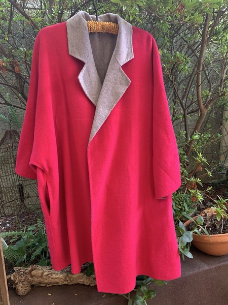 Beautiful Artist Made Coat Winter Jacket Fuchsia Pink & Grey Wool Felt Myra Jess
