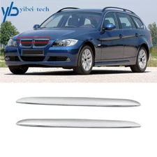2 Pack Above Grille For BMW E90 E91 3-Series 06-08 Front Hood Chrome Cover Trim