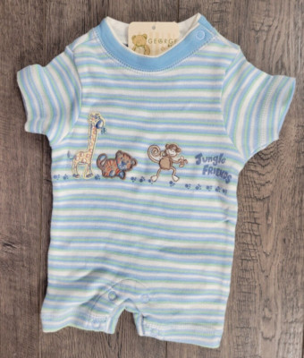 Baby Boy New George Organics Jungle Friends Romper Outfit UK