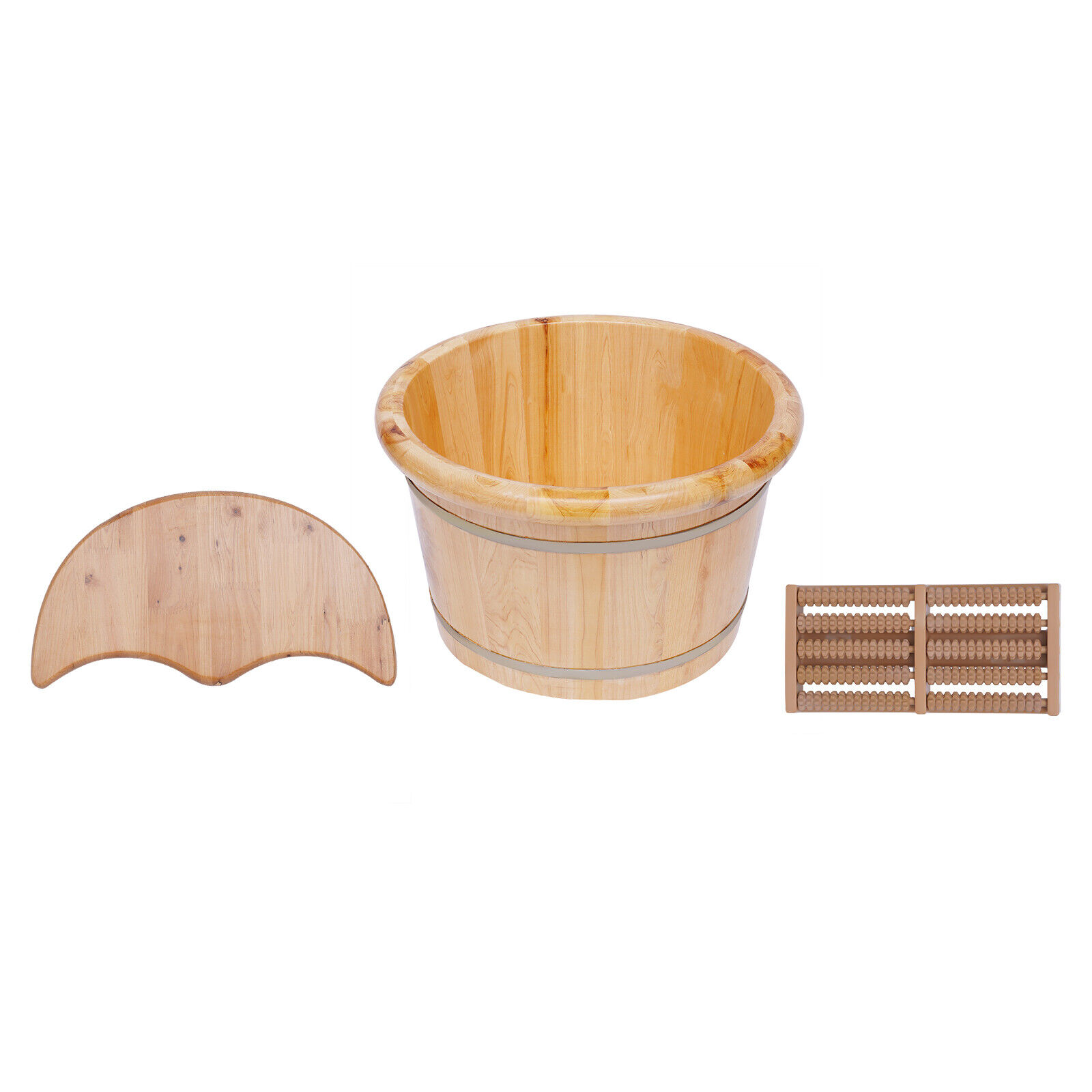 Foot Bath Barrel Natural Foot Basin Wood Bucket Bath Bucket With Massager  Roller