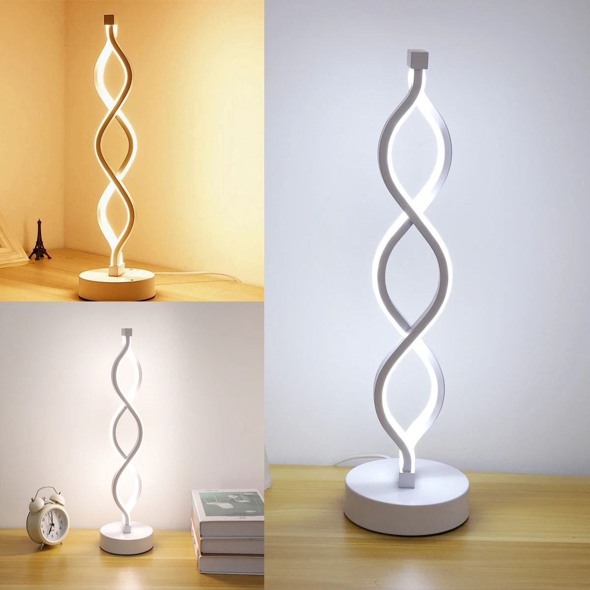 44cm Brightness Dimmable LED Table Lamp Curved Desk Light Bedside Lamp w Switch