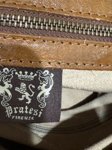 Pratesi Firenze Italy Brown Leather Vendor Style Mail Bag B475 Buckle Strap NWT - Picture 13 of 16