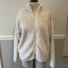 Victorias Secret VS PINK Tan Teddy Sherpa Fleece Full Zip Up Jacket X-Small EUC