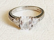 Vintage Classy Elegant Wedding Engagement Sterling Silver CZ Size 9.35 Ring 4.6g