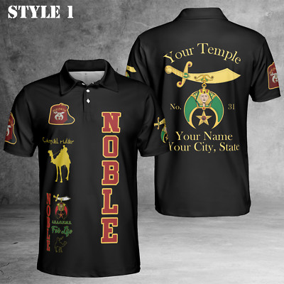 Custom Temple Shriners Nobles Masonic Mystic Shrine AEAONMS Polo Shirt S-5XL