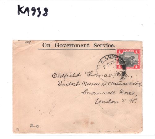 MALAYA FMS Official Cover Kuala Lumpur GB London BRITISH MUSEUM 1908 KA938 - Picture 9 of 12
