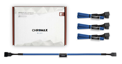 NEW Noctua NA-SEC1 chromax.blue 30cm 3x Extension Cable 4-pin PWM fan Extension