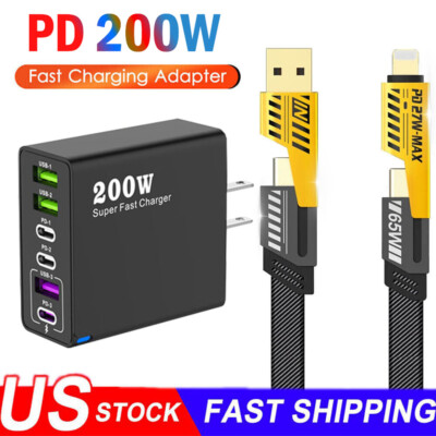 200W Fast Charging USB Type C Wall Charger For Samsung S25 S24 Ultra S23 S22 S21