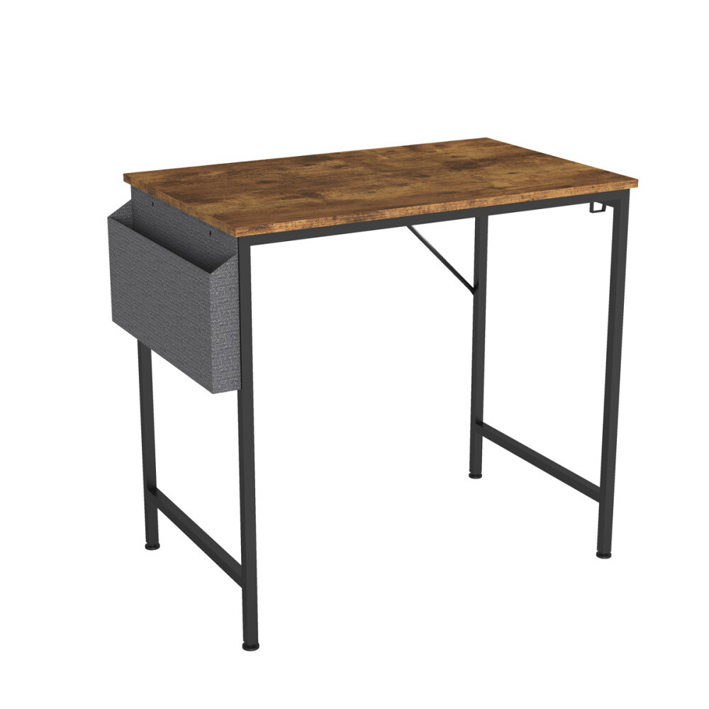 CubiCubi Study Computer Desk 100cm Home Office Writing Small Desk, Modern Simple Style PC Table, Black Metal Frame, Rustic Brown 19 Study Computer Desk 80x50x75cm Home Office Writing Small Desk PC Table with Bag