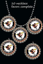 Baltimore orioles  BottleCap Necklaces party favors lot of 10 necklace mlb