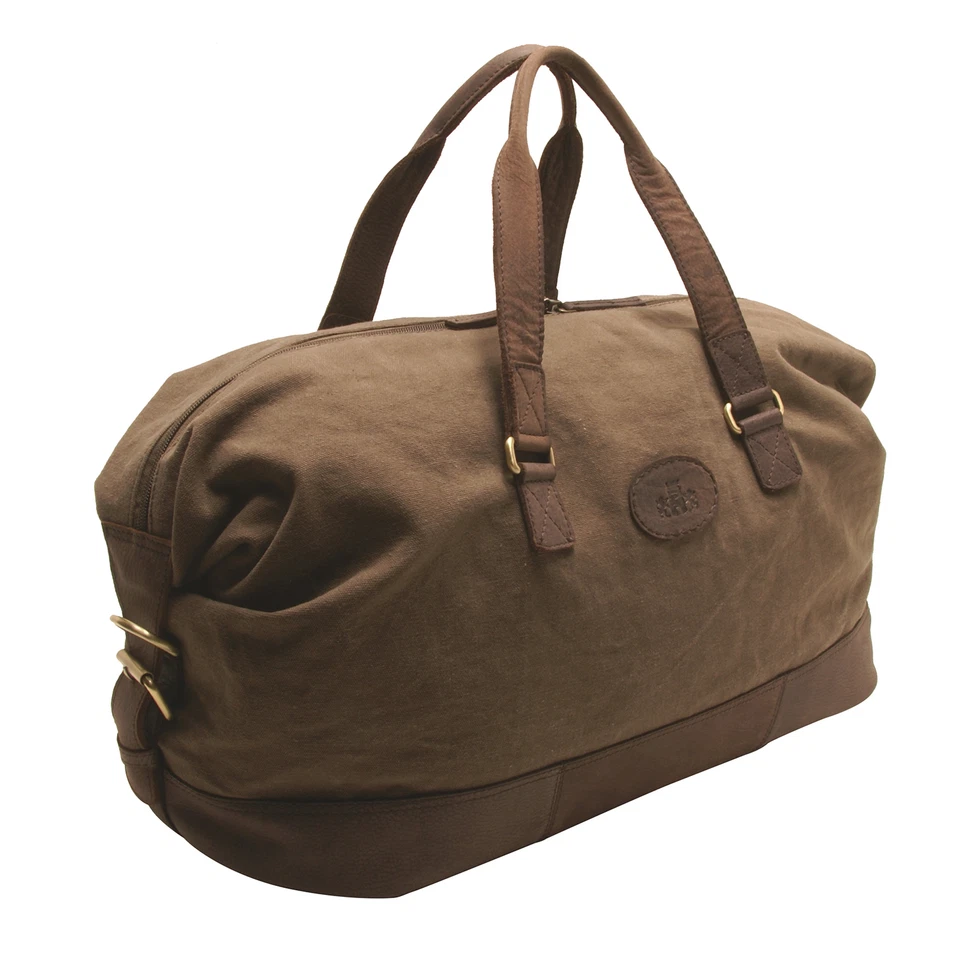 Rowallan - Khaki Canvas Travel Holdall with Leather Trim and Shoulder Strap - Image 4 of 4