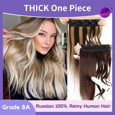 SEGO One Piece Hair Extensions Clip In 100% Real 8A Remy Human Hair Weft 24" Balayage