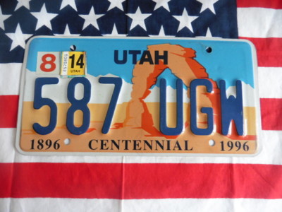 US UTAH 587 UGW ARCH CENTENNIAL AUTO CAR KENNZEICHEN NUMMERNSCHILD PLATE TAG USA