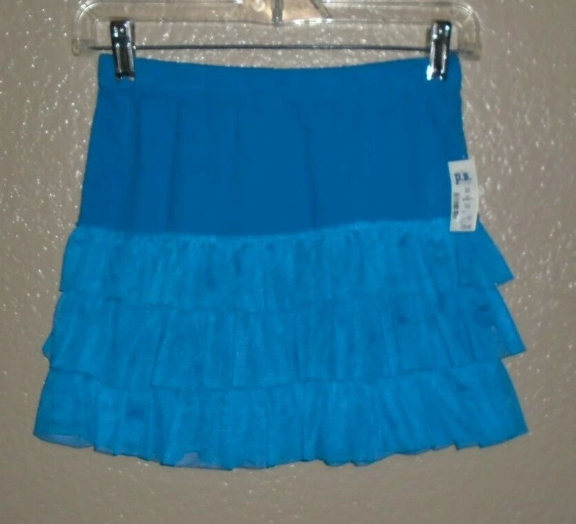 PS de Aeropostale Azul En Niveles ALGODÓN Falda Cintura Elástica Niña L 12 Foto 3 de 4
