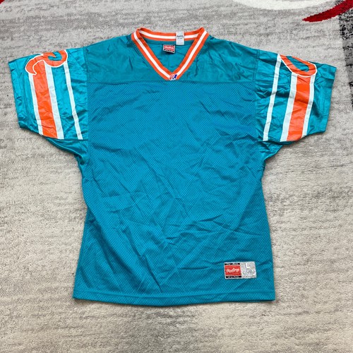 VTG Rawlings Dan Marino Miami Game Cut Dolphin Jersey Large Blue Orange White 13 - Picture 2 of 11