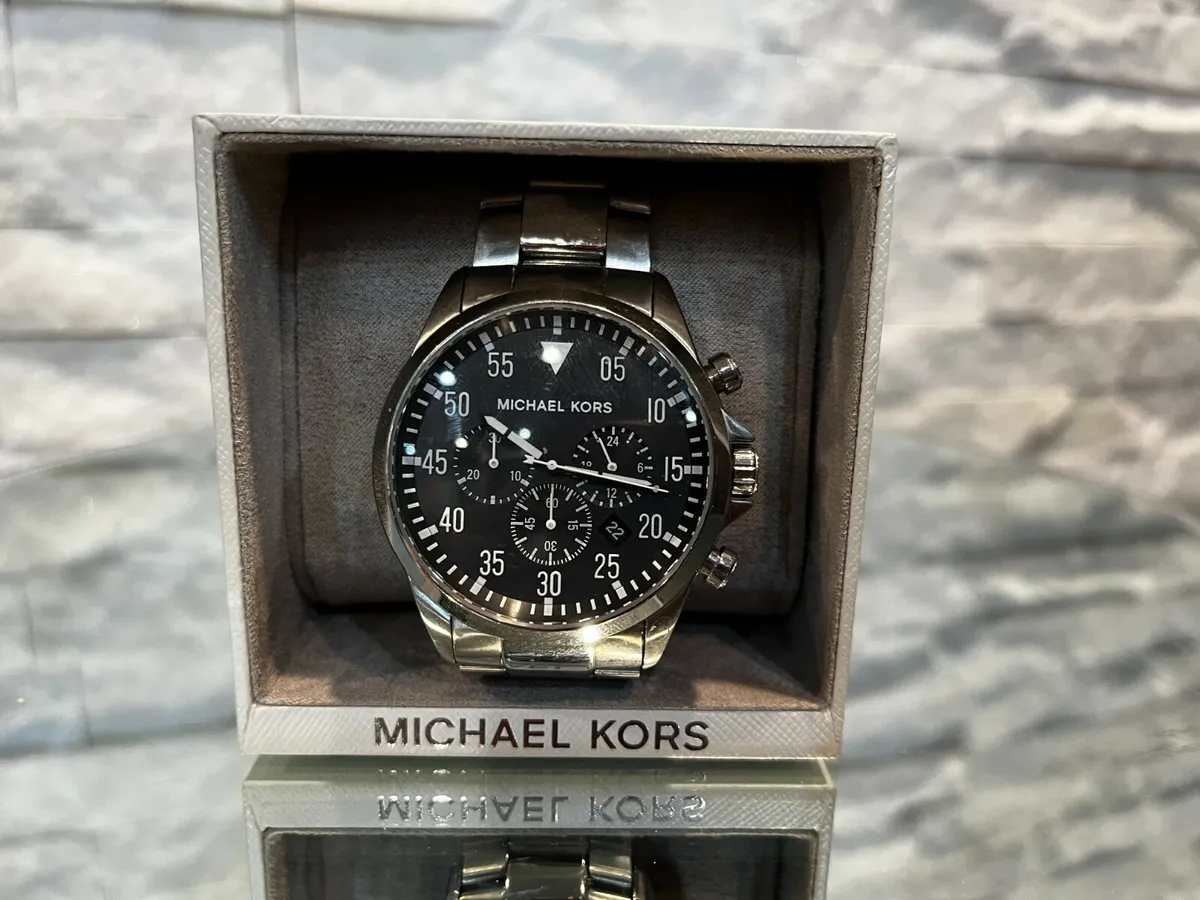 Michael Kors Gage Chronograph Black Leather Watch  Brazos Mall