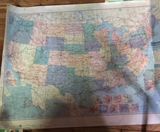 Vintage School Map United States Colorprint 50  X38  