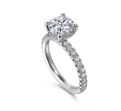 Gabriel & Co Amira Engagement Ring Hidden Halo 14k WG Cz Center ,Diamonds Sz 6.5