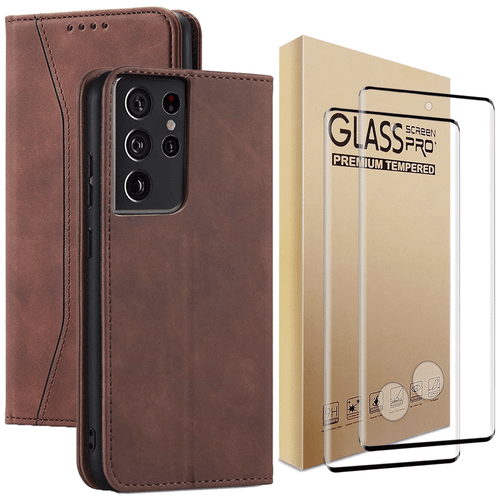 For Samsung Galaxy S21+ Ultra FE 5G Magnetic Leather Case Cover Screen Protector - Picture 19 of 24