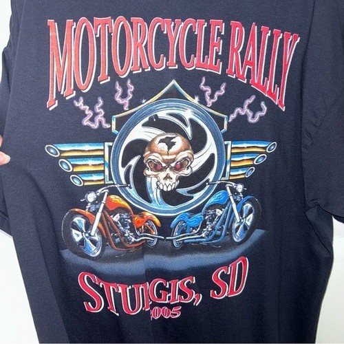 T-shirt vintage Sturgis moto rally 2005 teschio nuova senza etichetta taglia XL Y2K - Foto 4 di 5