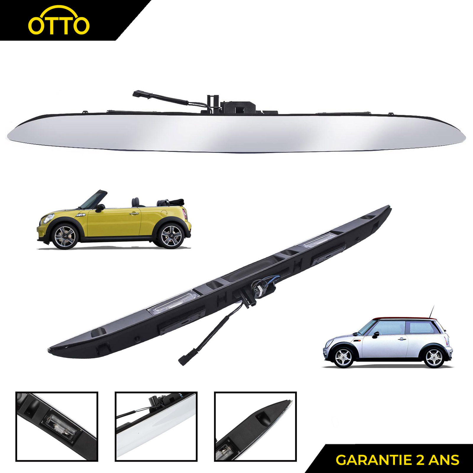 Bandeau de coffre MINI R50 R52 R53 avec éclairage de plaque OEM 51137058071 en ABS noir