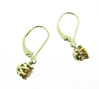 9 Ct Gold Leverback Earrings With Golden Sapphires 9 Ct Gold Leverback Earrings With Golden Sapphires
