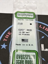 Evergreen Scale. Polystyrene Strips. 14" 218 .020 Rod (10)
