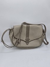 Vintage Liz Claiborne Taupe Signature Crescent Crossbody Bag Pyramid Triangle