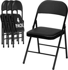 4 Pack Heavy Duty Steel Folding Chairs, 350 lb Capacity Metal Chairs