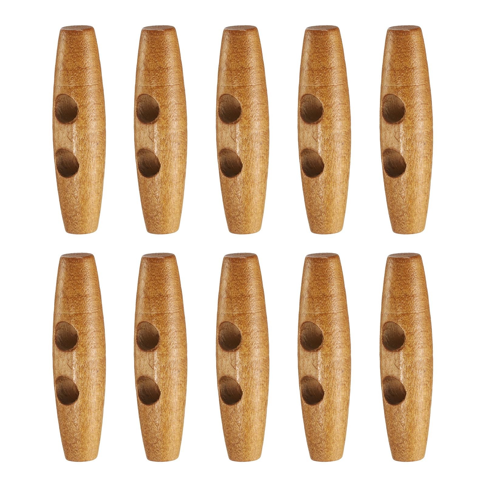 Wood Toggle Buttons 50mm Oval Olive Shape Clothing Fasteners DIY Craft 10 Pcs