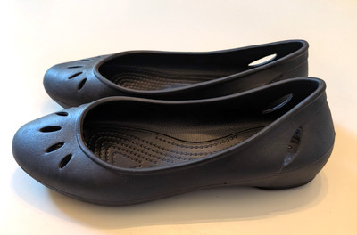 Pre-Owned CROCS 7 Black Kadee Slip On Ballet Flat Shoes Women Comfort