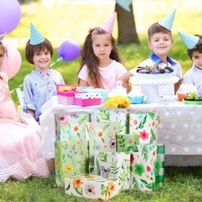 12 Sheets Hello Spring Floral Wrapping Paper,Flower Tulips Gift Wrapping Pape...