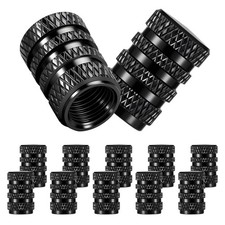 12 Pack Black Anodized Aluminum Tire Valve Stem Caps Corrosion Resistant Set